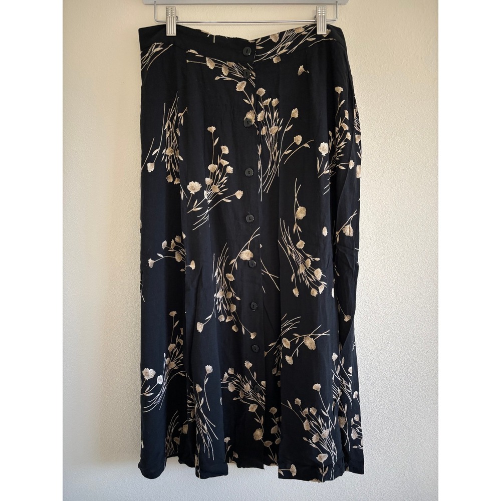 Vintage Floral Midi Skirt Size Large Button Down Coquette Cottagecore Fairy Boho